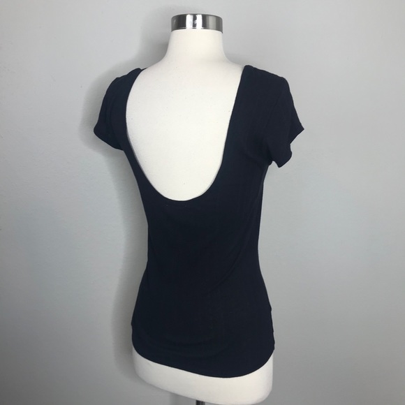 Frame Denim Black Ribbed Le Scoop Back Tee Shirt - Picture 5 of 9